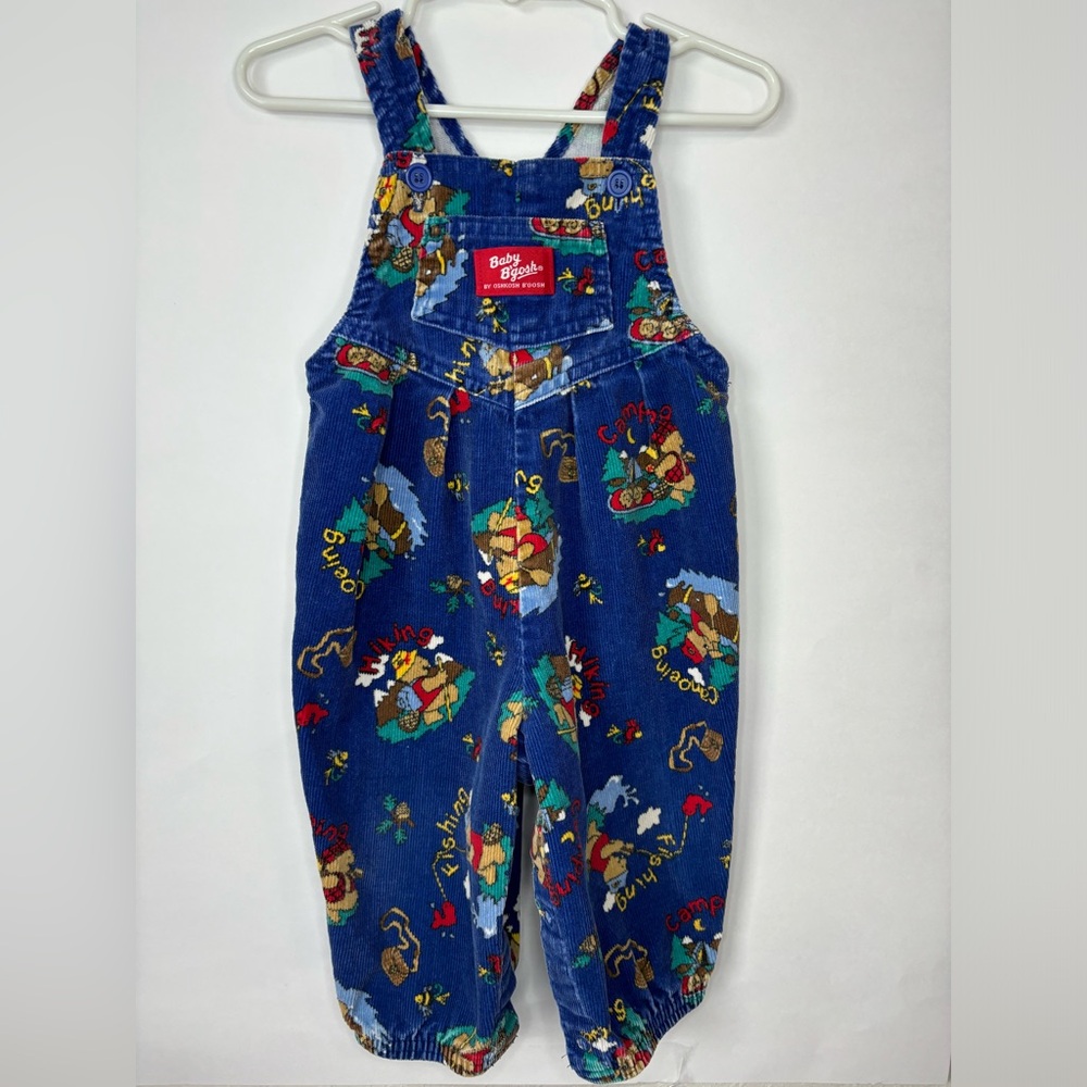 vintage baby b’gosh by oshkosh corduroy blue outdoorsy bear print